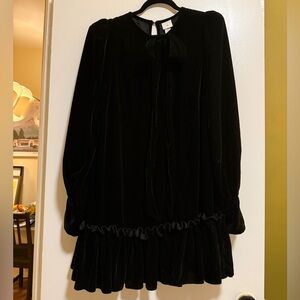 H&M X The Vampire’s Wife black velvet mini dress bow and ruffles XL